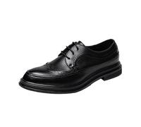 Mens Platform Oxford Shoes Fashionable Leather Brogue Design Lace Up Formal Dress Shoes with Anti Slip Sole for Work and Casual Wear(Negro,9 UK)