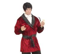 Mens Playboy Mansion Host Costume Hugh Hefner Fancy Dress Red Smoking Jacket