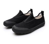 Men's Plimsolls Unisex Adult School Pe Gym Sports Pumps Plimsolls Low Top Canvas Trainers Slip on Rubber Sole Walking Loafers Shoes Size 5.5 A0_Black Clearance