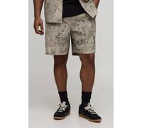 Men's Plus Bleach Wash Textured Relaxed Fit Shorts | Taupe | Size 5X-Large | BOOHOOMAN