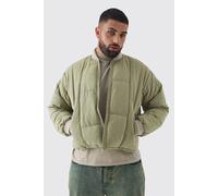 Men's Plus Boxy Quilted Bomber Jacket In | Sage | Size 3X-Large | boohooMAN