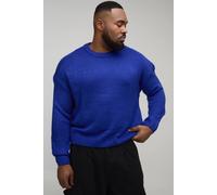 Men's Plus Essential Boxy Fit Brushed Knitted Jumper | Cobalt | Size 3X-Large | BOOHOOMAN