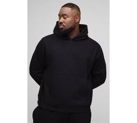 Men's Plus Essential Boxy Over the Head Hoodie | Black | Size 2X-Large | BOOHOOMAN