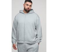 Men's Plus Essential Oversized Zip Through Hoodie | Grey Marl | Size 2X-Large | BOOHOOMAN