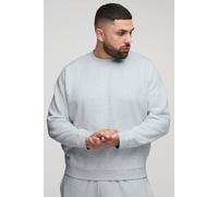 Men's Plus Essential Regular Fit Crew Neck Sweatshirt | Grey Marl | Size 4X-Large | BOOHOOMAN