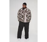 Men's Plus Floral Tapestry Oversized Overshirt | Chocolate | Size 4X-Large | BOOHOOMAN
