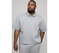 Men's Plus Oversized Boxy Bonded Scuba Rugby Polo | Grey Marl | Size 4X-Large | BOOHOOMAN