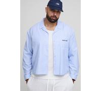 Men's Plus Oversized Boxy Health Club Stripe Long Sleeve Shirt | Blue | Size 4X-Large | BOOHOOMAN