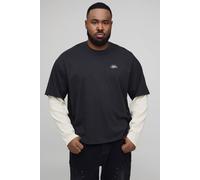 Men's Plus Oversized Boxy Waffle Faux Layer Heavyweight Heartbreak T-Shirt | Black | Size 2X-Large | BOOHOOMAN