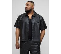 Men's Plus Oversized Boxy Woven PU Pocket Detail Shirt | Black | Size 2X-Large | BOOHOOMAN