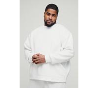 Men's Plus Oversized Essential Crew Neck Sweatshirt | White | Size 4X-Large | BOOHOOMAN