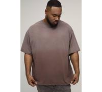 Men's Plus Oversized Extended Neck Heavy Weight Spray Wash T-Shirt | Coffee | Size 3X-Large | BOOHOOMAN