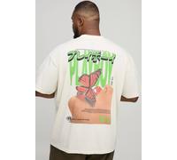 Men's Plus Oversized Extended Neck Playboy License Print T-Shirt | Ecru | Size 2X-Large | boohooMAN