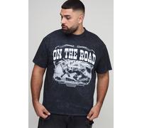 Men's Plus Oversized Willie Nelson License Print Washed T-Shirt | Black | Size 3X-Large | BOOHOOMAN