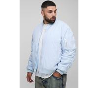 Men's Plus Peached Embroidered MA1 Bomber Jacket | Baby Blue | Size 4X-Large | BOOHOOMAN