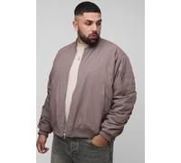 Men's Plus Peached Embroidered MA1 Bomber Jacket | Mauve | Size 4X-Large | boohooMAN