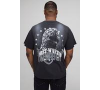 Men's Plus Regular Fit Washed Most Wanted Mask T-Shirt | Black | Size 2X-Large | BOOHOOMAN