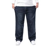 Mens Plus Size Baggy Jeans Pants Classic Straight Leg Work Trousers Casual Loose Cotton Stretch Denim Jeans Elastic Waist Pull On Denim Trousers Grey