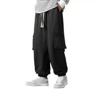 Men's Plus Size Cargo Pants Loose Fit Multi-Pocket Joggers with Elastic Waist and Drawstring for Casual Gym Sport Black Trousers 2XL-10XL(9XL Black)