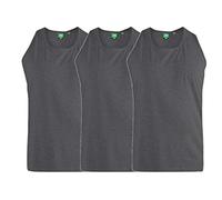 Mens Plus Size Long Length 3 Pack Pure Cotton Vests in Charcoal in 8XL