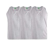 Mens Plus Size Long Length 3 Pack Pure Cotton Vests in Grey Melange in 7XL