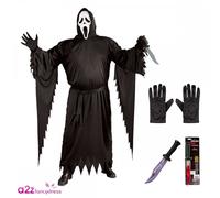 Mens PLUS Size Official Scream Ghost Face® Costume + Bloody Blade + Black Gloves
