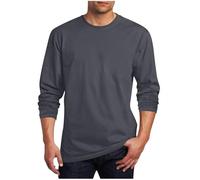 Men's Plus Size Plain Crew Neck Long Sleeve Shirts Loose Fit Casual T Shirt Plain Round Neck Lightweight T-Shirts Solid Straight Hem Standard Regular Fit Jumper All Season Layering Tee Shirt