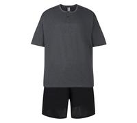 Mens Plus Size Short Pyjama Sets 3XL 4XL 5XL 6XL Sleep Lounge Wear PJ Set New (CHARBLK 5XL)