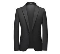 Men's Plus Size Smart Casual Blazer Regular Fit Notched Lapel Suit Jacket Solid Fall Fashion Blazers Notched Lapel Single Breasted Long Sleeve One Button Jackets with Pockets for Outdoor Work Black