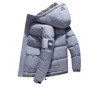 Men's Plus Size Stylish Casual Jacket Winter Warm Cotton Hooded Coat Men Jacket (Grey, M)