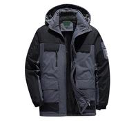 Men's Plus Size Winter Coat Ski Jacket Warm Wool Jacket Outdoor Hiking Suit 5XL 9XL Drift Coat (Grey, 5XL)
