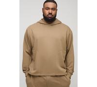 Men's Plus Tonal Embroidered Welt Pocket Hoodie | Tan | Size 2X-Large | BOOHOOMAN