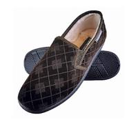 Mens Plush Fur Lined Memory Foam Plaid Checked Slippers Size 8 Colour Brown