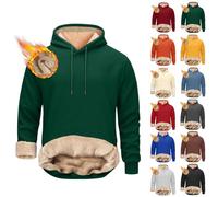 Mens Plush Hoodie Sweatshirt UK Sale Clearance, Long Sleeve Fleece Pullover Casual Plain Sweater Drawstring Blouse Sherpa Lined Hooded Tops Classic Winter Thermal Jumper for Gym Fitness Running
