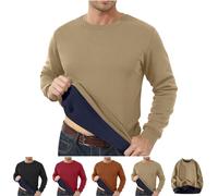 Mens Plush Jumper UK Sale Clearance Fleece Lined Sweatshirts Plain Sweater Long Sleeve Pullover Crew Neck T-shirt Top Winter Thermal Underwear Causal Slim Fit Jumpers Sports Leisure Workwear