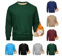 Mens Plush Jumper UK Sale Clearance Fleece Lined Sweatshirts Plain Sweater Long Sleeve Pullover Crew Neck T-shirt Top Winter Thermal Underwear Causal Slim Fit Jumpers Sports Leisure Workwear