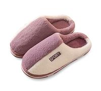 Men's Plush Slippers, Cotton Felt Slippers, Stylish Winter Slippers, Warm Slip-On House Slippers, Two-Tone House Slippers, Lightweight Slippers, Soft, Comfortable, purple, 6/7 UK