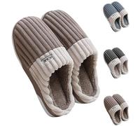 Men's Plush Slippers, Men's Front Closed Slippers, Soft Sole Slippers, Slip-Ons, Soft Plush Slippers, Comfortable Slippers, Wide Feet Sliders, Holiday Shoes, coffee, 10 UK