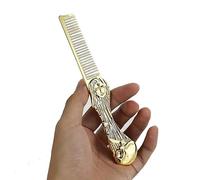 Mens Pocket Combs Professional Salon Beard Comb Zinc Alloy Mustache Comb Men's Folding Beard Trimming Tool Skull Style Hair Portable Comb,Best Gift (Gold)