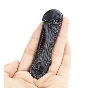 Mens Pocket Combs Professional Salon Beard Comb Zinc Alloy Mustache Comb Men's Folding Beard Trimming Tool Skull Style Hair Portable Comb,Best Gift (Black)