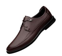 Men's Pointed Classic Toe Design Breathable Leather Derby Shoes for Men Office Meetings, Groomsmen Looks Party Events, Brown, 4.5 UK
