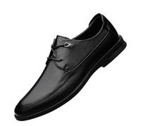 Men's Pointed Classic Toe Design Breathable Leather Derby Shoes for Men Office Meetings, Groomsmen Looks Party Events, Black, 4.5 UK