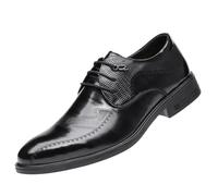 Men's Pointed Toe Patent Leather Dress Shoes Lace Up Wingtip Slip Resistant Formal Oxfords Business Wedding Tuxedo Footwear(Negro,9 UK)