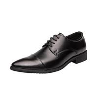 Men's Pointed Toe Waterproof Dress Leather Shoes Classic Lace Up Vintage Non Slip Formal Wedding Prom Footwear(Negro,9.5 UK)