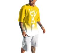 Men's Poker King K 3D Print T-Shirt and Beach Board Shorts Cool 2 Piece Set Summer Tracksuit Streetwear