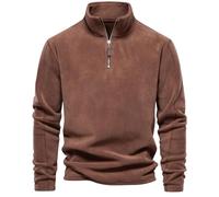 Men's Polar Fleece Stand Collar Half Zip Long Sleeve Pullover, Men's Basic Half Zip Thermal Casual Pullover (brown,XXL)