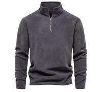 Men's Polar Fleece Stand Collar Half Zip Long Sleeve Pullover, Men's Basic Half Zip Thermal Casual Pullover (dark gray,XXL)