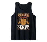 Mens Police Dad Protect and Serve Law Father Tank Top