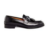 Men's Polished Leather Rolled Cigar Tassel Loafers Classic Handmade Slip on Shoes [1291-169-BLACK-40EU,6.5UK]