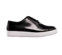 Men's Polished Wholecut Real Leather Trainer Smart Casual Dress Sneaker Shoes [ JC1117-15-BLACK-45EU, 11UK ]